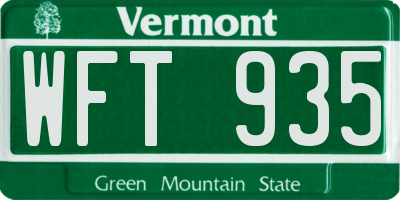 VT license plate WFT935