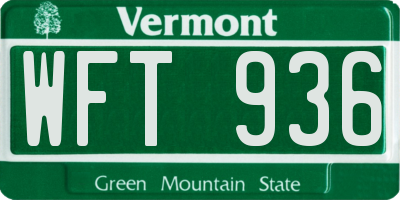 VT license plate WFT936