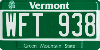 VT license plate WFT938