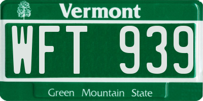 VT license plate WFT939