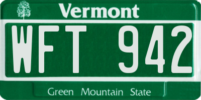 VT license plate WFT942