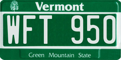 VT license plate WFT950