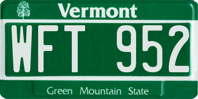 VT license plate WFT952