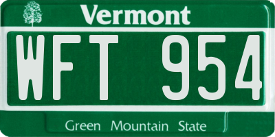 VT license plate WFT954