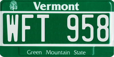 VT license plate WFT958