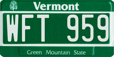 VT license plate WFT959