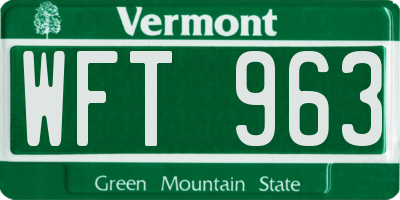 VT license plate WFT963
