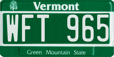 VT license plate WFT965