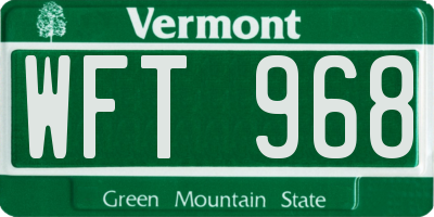 VT license plate WFT968