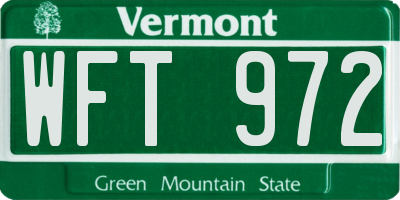 VT license plate WFT972