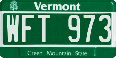 VT license plate WFT973