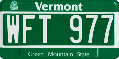 VT license plate WFT977