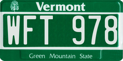 VT license plate WFT978