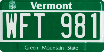 VT license plate WFT981