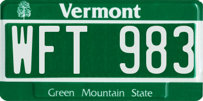 VT license plate WFT983