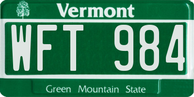 VT license plate WFT984