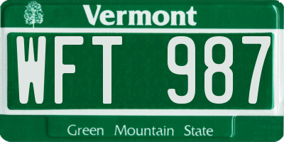 VT license plate WFT987