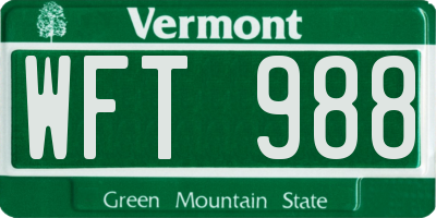 VT license plate WFT988