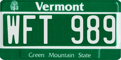 VT license plate WFT989