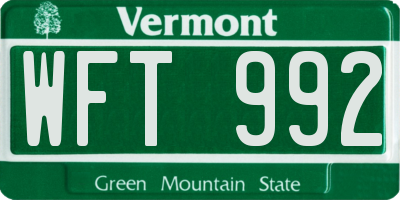 VT license plate WFT992
