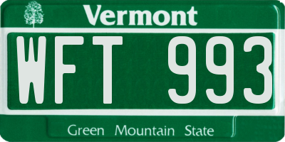 VT license plate WFT993