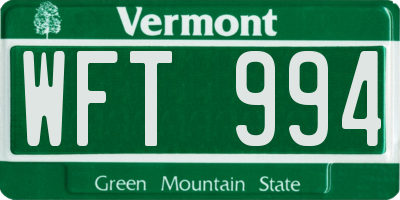 VT license plate WFT994