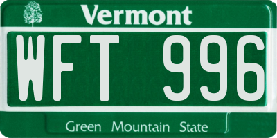 VT license plate WFT996