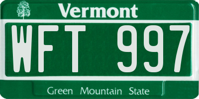 VT license plate WFT997