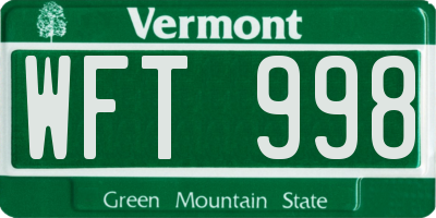 VT license plate WFT998
