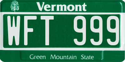 VT license plate WFT999