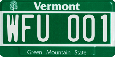 VT license plate WFU001