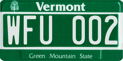 VT license plate WFU002