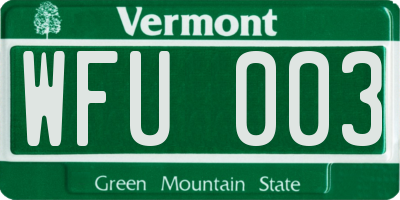 VT license plate WFU003