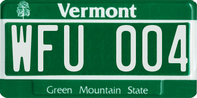 VT license plate WFU004