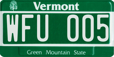VT license plate WFU005