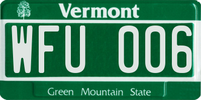 VT license plate WFU006