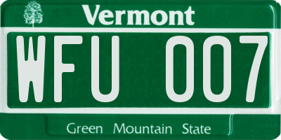 VT license plate WFU007