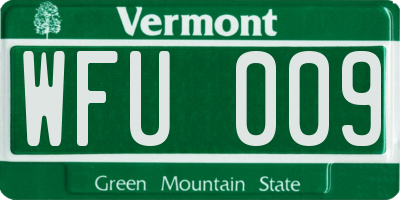 VT license plate WFU009