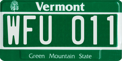 VT license plate WFU011