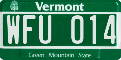 VT license plate WFU014