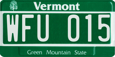 VT license plate WFU015