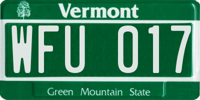 VT license plate WFU017