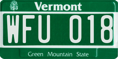 VT license plate WFU018