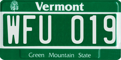 VT license plate WFU019