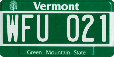 VT license plate WFU021