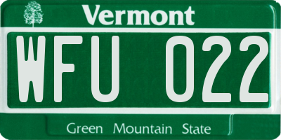 VT license plate WFU022