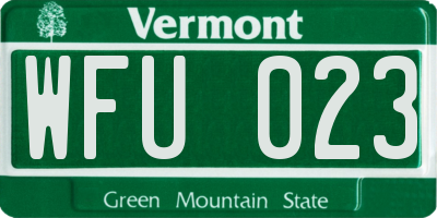 VT license plate WFU023
