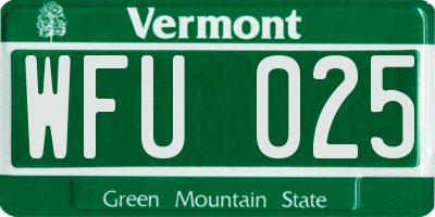 VT license plate WFU025