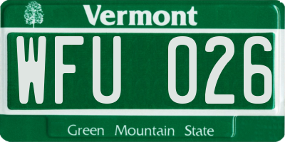 VT license plate WFU026
