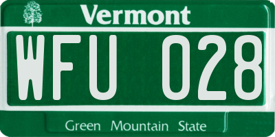 VT license plate WFU028